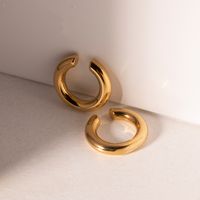 1 Pair Ig Style Simple Style C Shape Plating Stainless Steel 18k Gold Plated Ear Cuffs main image 5