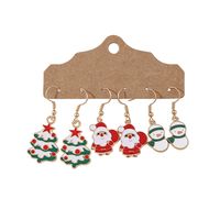 3 Pairs Cute Christmas Tree Santa Claus Snowman Alloy Drop Earrings main image 2