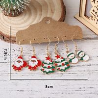 3 Pairs Cute Christmas Tree Santa Claus Snowman Alloy Drop Earrings main image 3