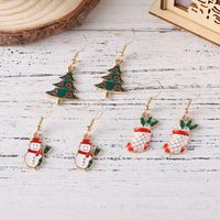 3 Pairs Cute Christmas Tree Christmas Socks Snowman Alloy Drop Earrings main image 4