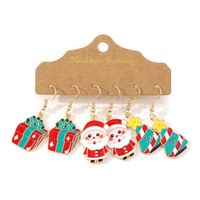 3 Pairs Cute Christmas Tree Santa Claus Gift Box Alloy Drop Earrings main image 2