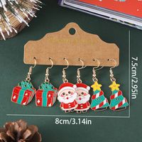 3 Pairs Cute Christmas Tree Santa Claus Gift Box Alloy Drop Earrings main image 3