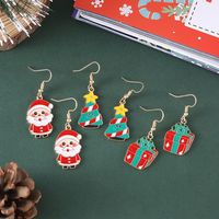 3 Pairs Cute Christmas Tree Santa Claus Gift Box Alloy Drop Earrings main image 4