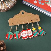 3 Pairs Cute Christmas Tree Santa Claus Gift Box Alloy Drop Earrings main image 5