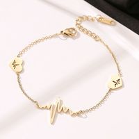Lady Streetwear Electrocardiogram Stainless Steel Plating Inlay Zircon 14k Gold Plated Bracelets Necklace main image 3