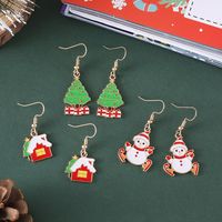 3 Pairs Cute Christmas House Christmas Tree Snowman Alloy Drop Earrings main image 4