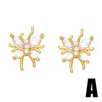 1 Pair Cute Simple Style Dog Bear Plating Inlay Copper Zircon 18k Gold Plated Ear Studs main image 5