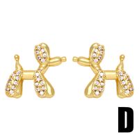 1 Pair Cute Simple Style Dog Bear Plating Inlay Copper Zircon 18k Gold Plated Ear Studs main image 2