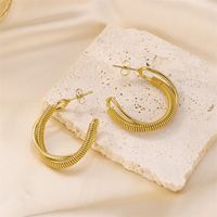 1 Piece Glam Vintage Style Cool Style Stripe Irregular Plating Stainless Steel 18k Gold Plated Ear Studs main image 3