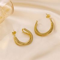 1 Piece Glam Vintage Style Cool Style Stripe Irregular Plating Stainless Steel 18k Gold Plated Ear Studs main image 4