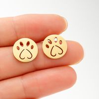 1 Pair Sweet Simple Style Paw Print Plating Stainless Steel 18k Gold Plated Ear Studs main image 1