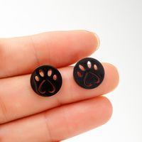 1 Pair Sweet Simple Style Paw Print Plating Stainless Steel 18k Gold Plated Ear Studs sku image 4