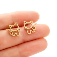 1 Pair Cute Sweet Animal Polishing Plating Stainless Steel 18k Gold Plated Ear Studs sku image 3