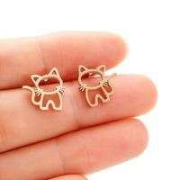 1 Pair Cute Sweet Animal Polishing Plating Stainless Steel 18k Gold Plated Ear Studs sku image 2