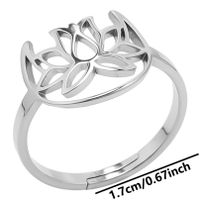 Lässig Strassenmode Lotus Rostfreier Stahl Unisex Offener Ring sku image 1