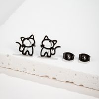 1 Pair Cute Sweet Animal Polishing Plating Stainless Steel 18k Gold Plated Ear Studs main image 4