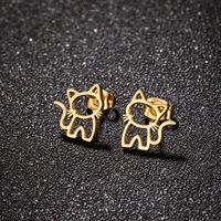 1 Pair Cute Sweet Animal Polishing Plating Stainless Steel 18k Gold Plated Ear Studs main image 3
