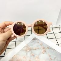 Cute Solid Color Ac Round Frame Full Frame Kids Sunglasses sku image 1