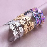 Casual Rock Modern Style Leaves Stainless Steel Plating Unisex Open Rings main image 1