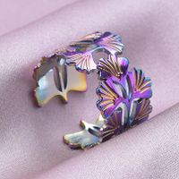 Casual Rock Modern Style Leaves Stainless Steel Plating Unisex Open Rings main image 2