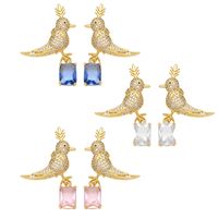 1 Pair Simple Style Bird Plating Inlay Copper Zircon 18k Gold Plated Drop Earrings main image 1