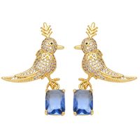 1 Pair Simple Style Bird Plating Inlay Copper Zircon 18k Gold Plated Drop Earrings main image 5