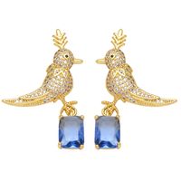 1 Pair Simple Style Bird Plating Inlay Copper Zircon 18k Gold Plated Drop Earrings sku image 3