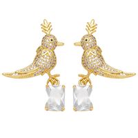 1 Pair Simple Style Bird Plating Inlay Copper Zircon 18k Gold Plated Drop Earrings main image 3