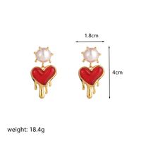 1 Pair Elegant Fashion Heart Shape Plating Copper Resin 18k Gold Plated Drop Earrings sku image 1