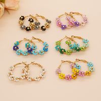 1 Pair Simple Style Flower Patchwork Glass Earrings main image 1
