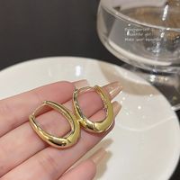 1 Pair Simple Style Roman Style British Style Solid Color Handmade Plating Copper Gold Plated Hoop Earrings main image 1
