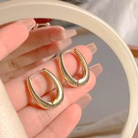 1 Pair Simple Style Roman Style British Style Solid Color Handmade Plating Copper Gold Plated Hoop Earrings main image 5