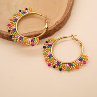 1 Pair Ethnic Style Round Beaded Glass Earrings main image 3