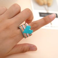 Wholesale Ethnic Style Bohemian Heart Shape Stainless Steel Seed Bead Open Rings main image 2