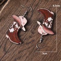 Wholesale Jewelry Cowboy Style Boots Wood Drop Earrings main image 5