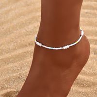 Hawaiian Vacation Multicolor Plastic Ferroalloy Beaded Plating Chain White Gold Plated Women's Anklet main image 1