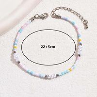 Hawaiian Vacation Multicolor Plastic Ferroalloy Beaded Plating Chain White Gold Plated Women's Anklet main image 2