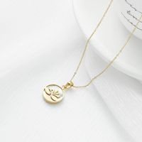 Elegant Human Plant Stainless Steel Plating Inlay Shell White Gold Plated Gold Plated Pendant Necklace sku image 4