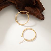 1 Pair Casual Vacation Simple Style Circle Plating 201 Stainless Steel 18K Gold Plated Hoop Earrings main image 4
