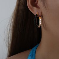1 Pair Sweet Simple Style U Shape Solid Color Enamel Plating Inlay Titanium Steel Zircon 18k Gold Plated Hoop Earrings main image 3