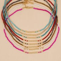 Bohemian Solid Color Artificial Crystal Beaded Knitting Women's Necklace main image 1