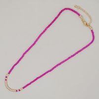 Bohemian Solid Color Artificial Crystal Beaded Knitting Women's Necklace sku image 3