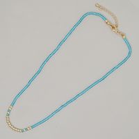 Bohemian Solid Color Artificial Crystal Beaded Knitting Women's Necklace sku image 8