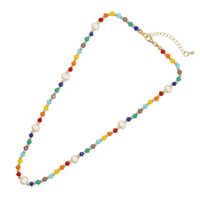 Bohemian Colorful Freshwater Pearl Seed Bead Copper Irregular Beaded Necklace sku image 2