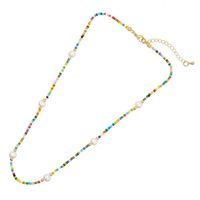 Bohemian Colorful Freshwater Pearl Seed Bead Copper Irregular Beaded Necklace sku image 1
