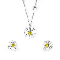 Simple Style Flower Stainless Steel Inlay Zircon Earrings Necklace 1 Set sku image 2