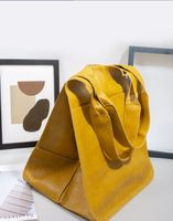 Women's Large Summer Pu Leather Solid Color Vintage Style Square Open Tote Bag sku image 4