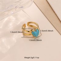 Vintage Style Bridal French Style Oval Stone Stainless Steel Plating Inlay Turquoise 18k Gold Plated Open Rings sku image 2