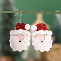 Wholesale Jewelry Vintage Style Santa Claus Pu Leather Drop Earrings main image 5