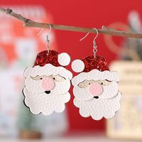 Wholesale Jewelry Vintage Style Santa Claus Pu Leather Drop Earrings main image 6